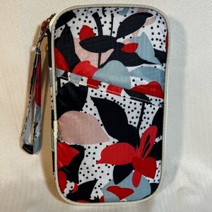 Nylon Passport Wallet Wristlet Floral